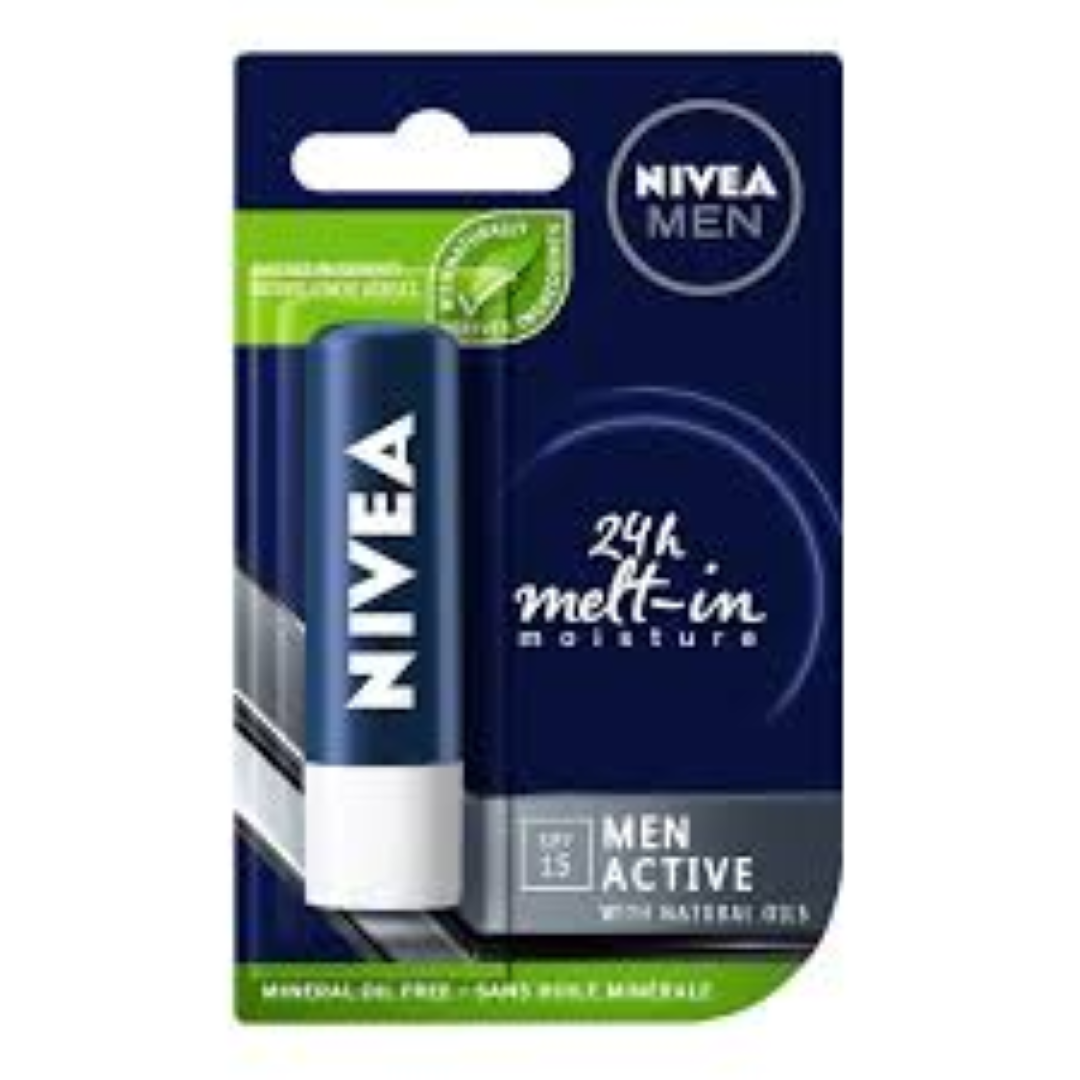 NIVEA LIP BALM ACTIVE CARE FOR MEN (SPF15) 4.8G